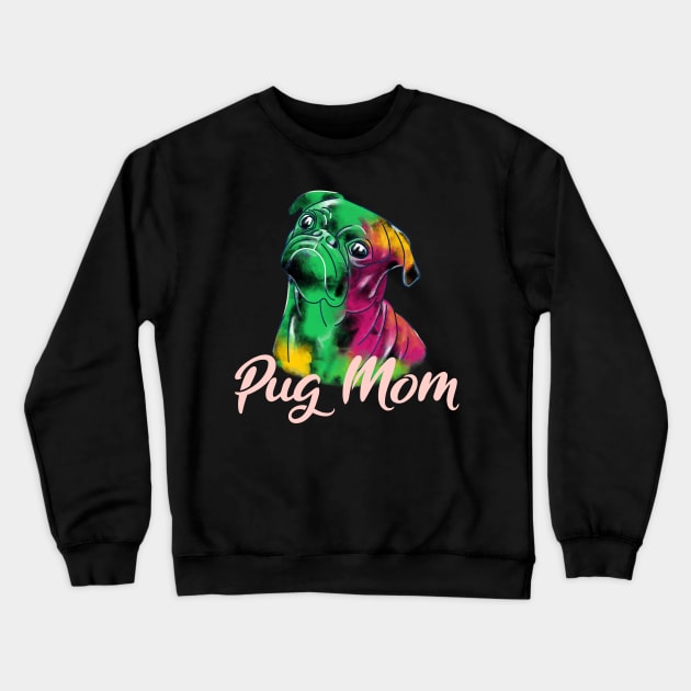 Black Pug Mom Graffiti Style Crewneck Sweatshirt by okpinsArtDesign